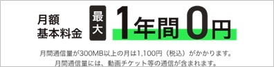 60歳以上月間通信量300MB未満の場合