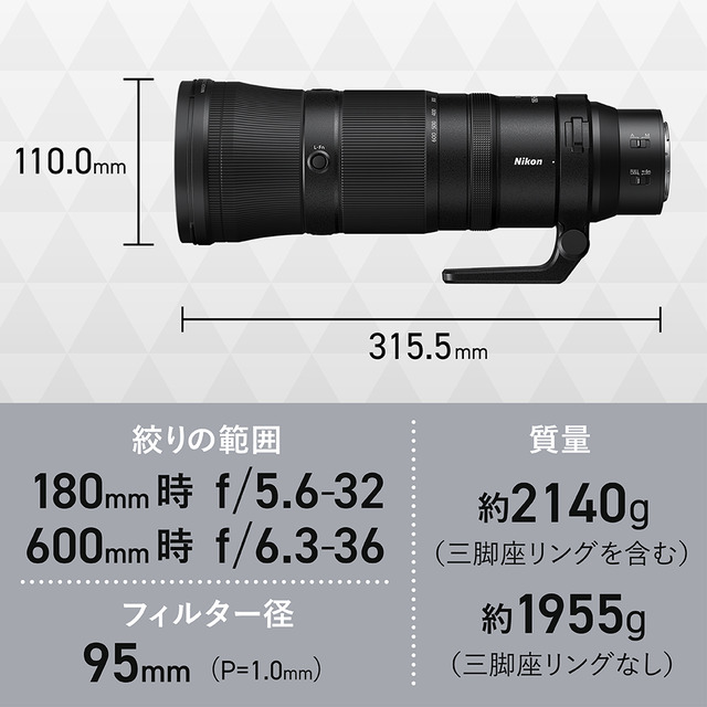 ニコン NIKKOR Z 180-600mm f/5.6-6.3 VR