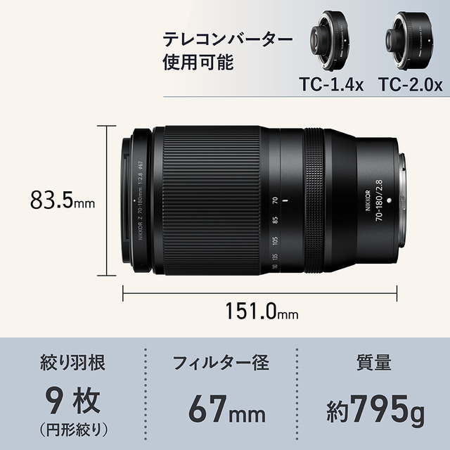 ニコン NIKKOR Z 70-180mm f/2.8