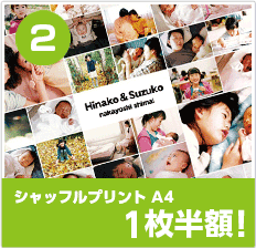 その2．シャッフルプリントA4サイズ1枚半額券
