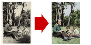 写真修復　白黒写真をカラー写真に